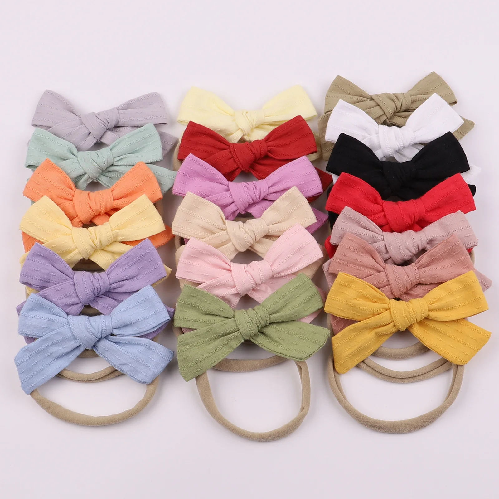 Wholesale 18 Colors Infants Hair Bows Headbands Nylon Elastic Baby  Hair Accessories For Girls