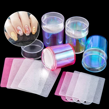 Nail Salon Pure Clear Jelly Nail Art Stamper Scraper Set Print Silicone Nail UV Gel Polish Stamp Manicure Glue Painting Tools