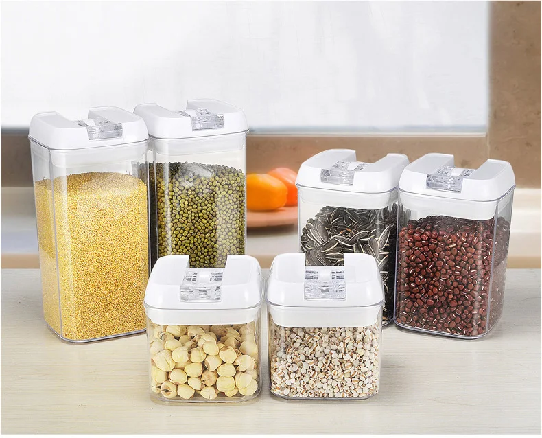 Sugar Storage Container Set BPA Free Plastic Airtight Food Storage Containers Snacks  6 Piece Set Cereal Dispensers