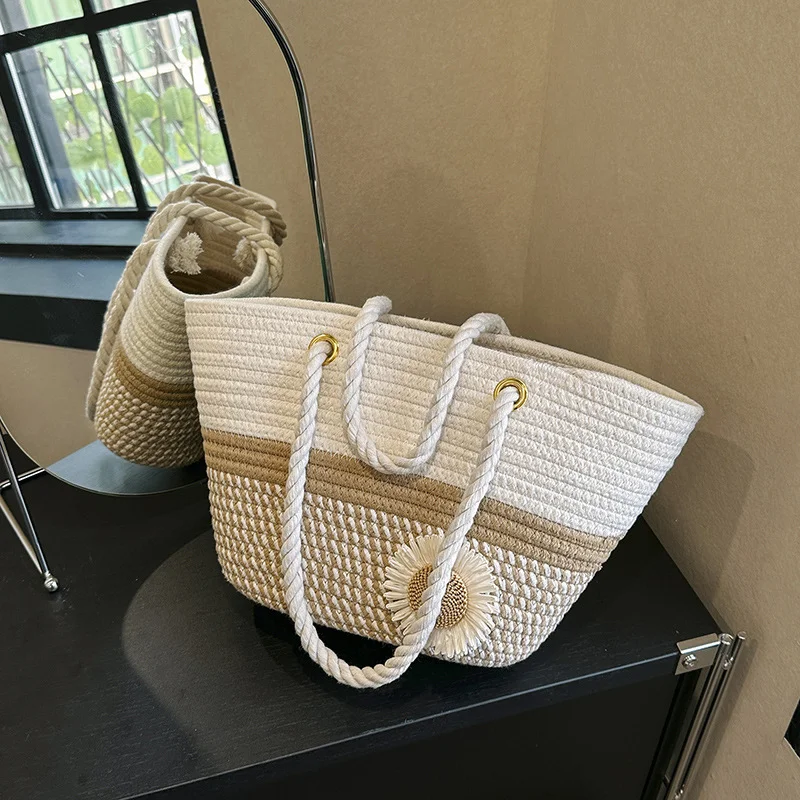 HUAYI 2024 New Cotton rope braided color customized Hand-woven bag