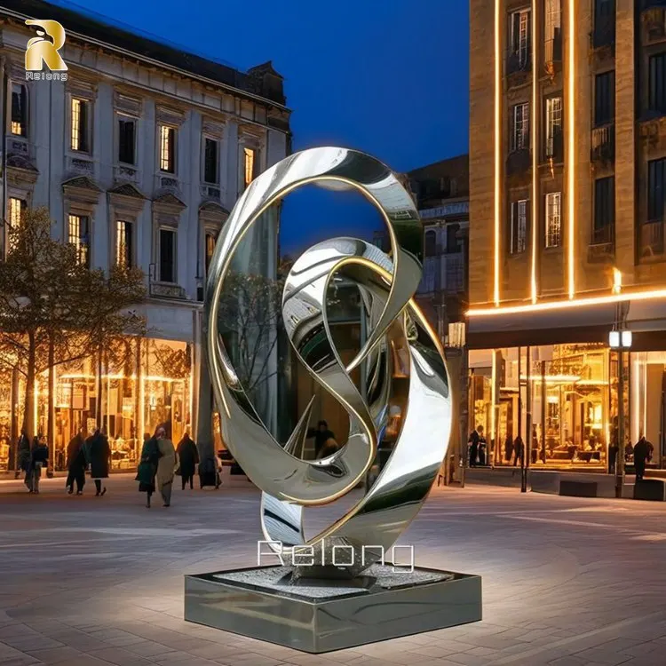 Outdoor City Night Decoration Abstract Metal Statue Stainless Steel Knot Sculpture