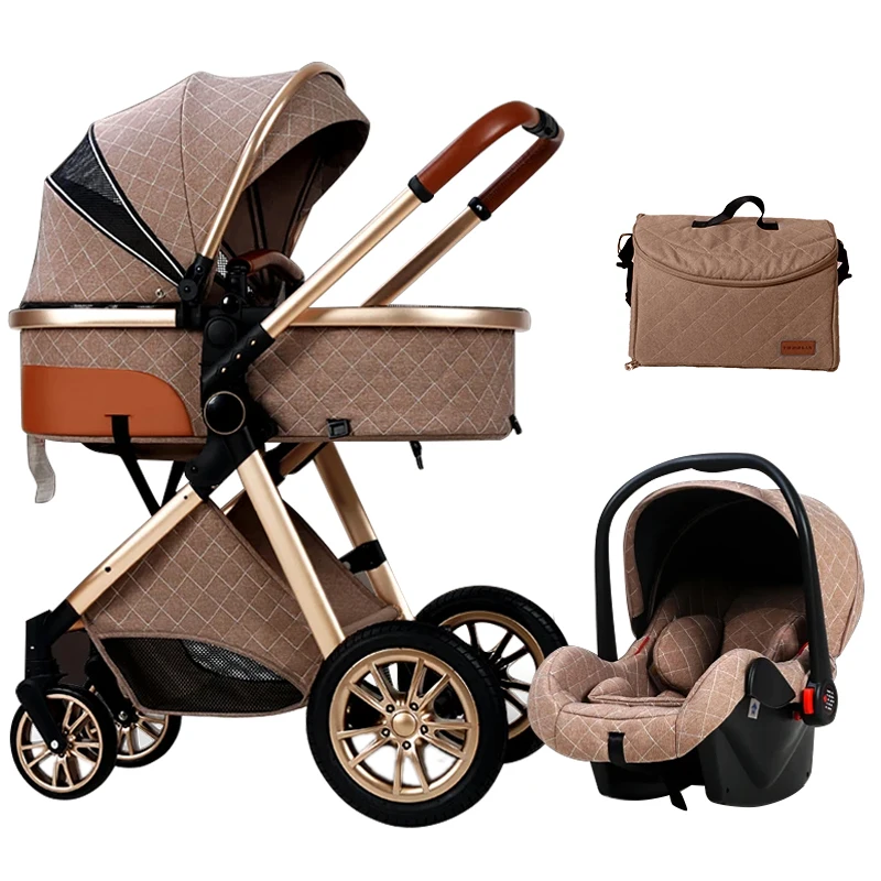 Coches Para Bebes. Luxury Carriage Stroller Baby Buggy 4 In 1 Foldable Baby Stroller Pram 3 In 1 With Car Seat