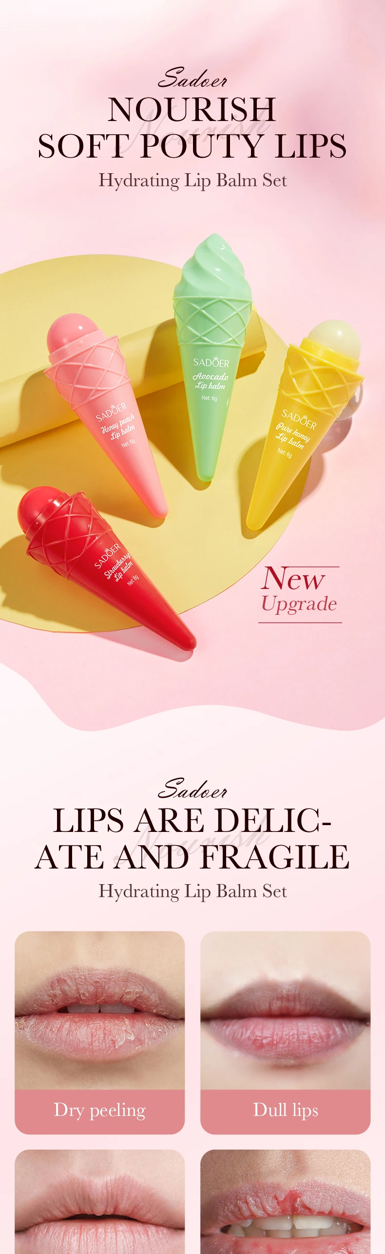 product oem sadoer strawberry vitamin c long lasting chapstick hydrating sunscreen deep repairing moisturizing ice cream lip balm-2