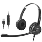 Top Quality Wired USB Noise Cancelling Call Center Headset Office Computer Headphones With Microphone For Business