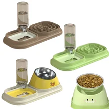 Cat stainless steel bowl 16 degrees tilt Protection cervical spine Slow food dog automatic water to prevent upset feeder