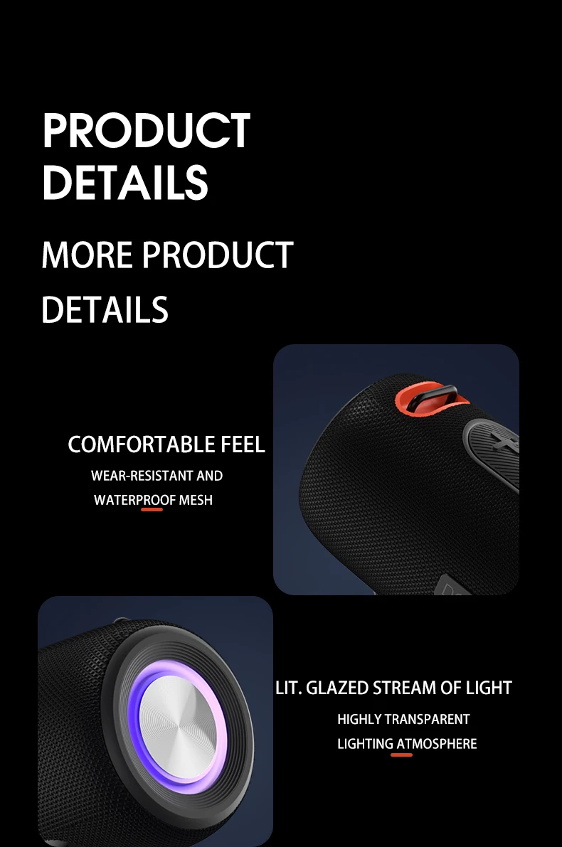 Outdoor 30W 4000mAh Portable with Hand Strap RGB Light Speaker Waterproof Wireless Bluetooth Heavy Loud Bass Audio Speaker