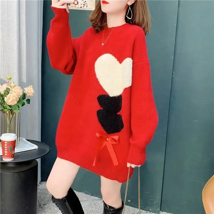 Autumn Winter New Half-Turtleneck Sweater Women Loose Versatile Lantern Sleeve Knitwear For Lady