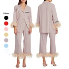Women Pyjamas Cotton Pajama Pajamas New Arrival Women Winter Pyjamas Feather Trim Comfy Cotton Fashion Pajama For Lady