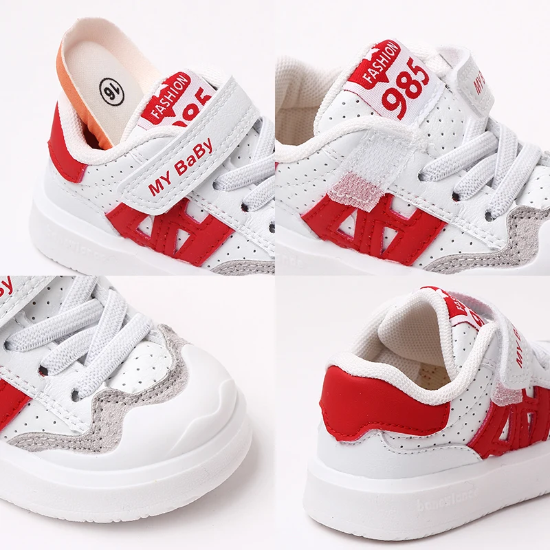 New Arrival Soft PU Leather Sport White Toddler Kids Baby Casual Shoes 2023 manufacture