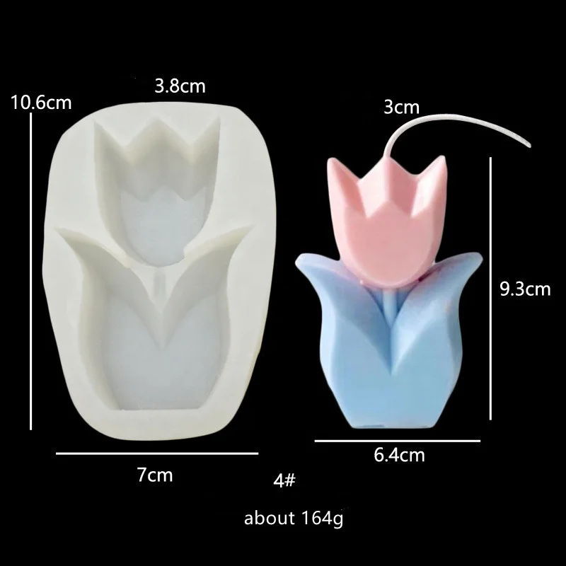 Best selling 3D geometric tulip flower shape crystal epoxy silicone molds suitable for making aromatherapy candle soap