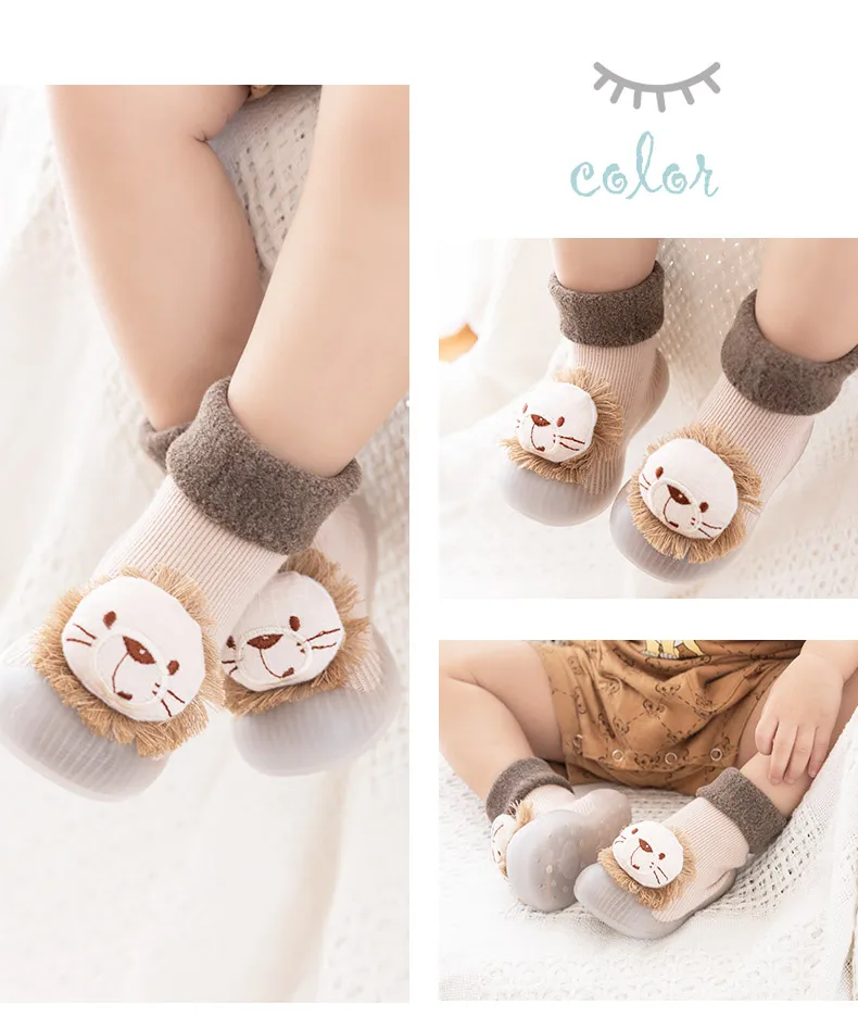 Baby toddler shoes non-slip soft-soled socks shoes cute cartoon doll winter kids floor socks factory