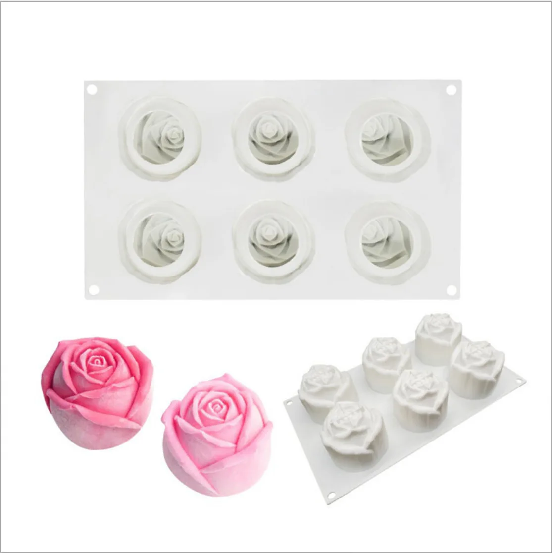 2 Sets 6 Cavity Silicone Mixed Flower Soap Cake Mold Mould For DIY USA