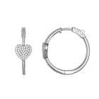 Hoop Earrings Heart Earring S925 Sterling Silver Round Hoop Earrings Heart Pendant Heart Earring Cubic Zirconia Hoop Earrings
