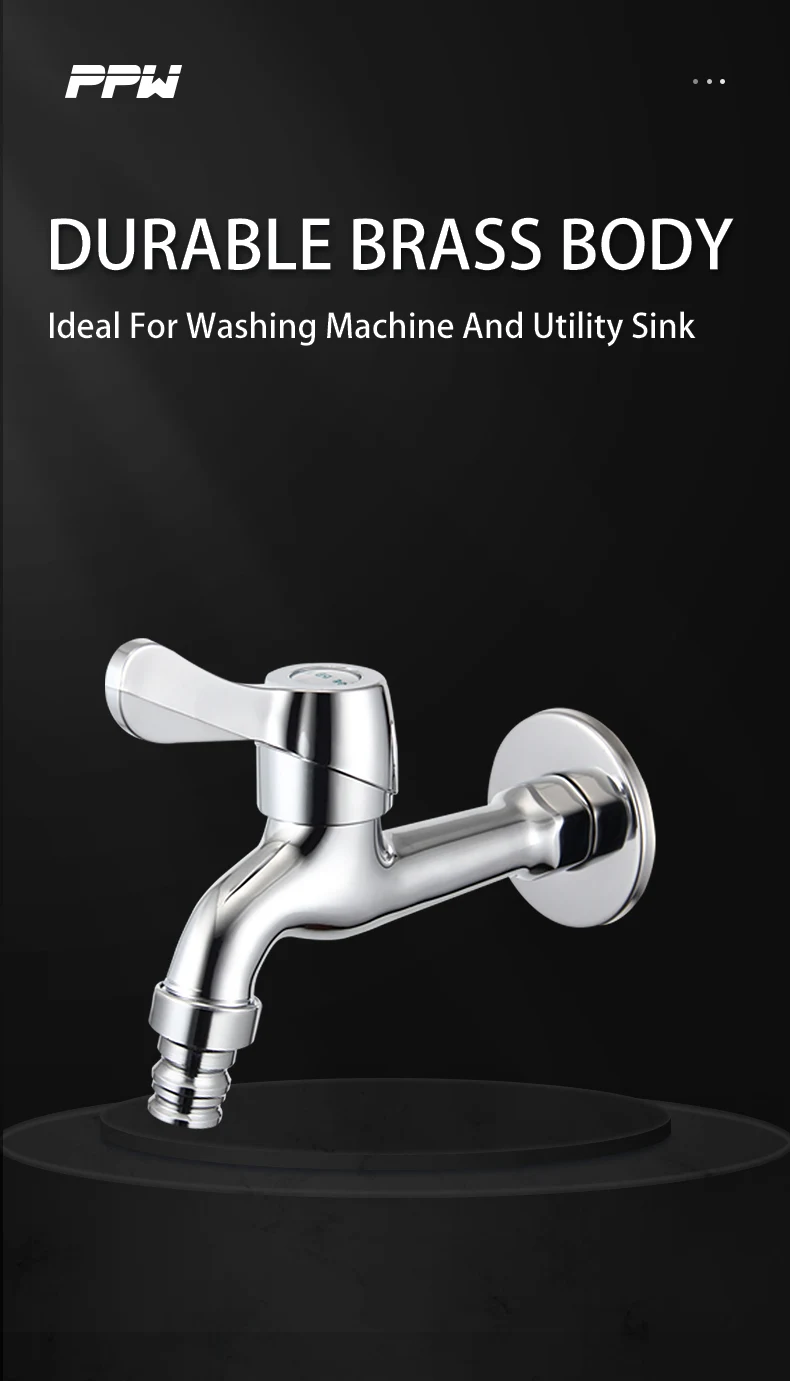 Brass Wall-mounted ABS Handle Washing Machine Safe High Water Flow Soft Aerated Stream Drip-Free Ceramic Valve Core Faucet factory