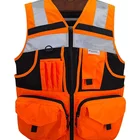 Safety Vest Safety Reflective Vest ZUJA Zipper Multi Pockets Reflective Tape Breathable Design Safety Vest