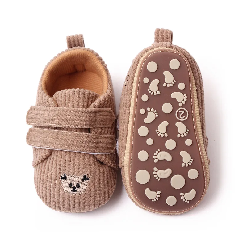 High Quality Soft Anti-slip TPR Outsole Corduroy Material Baby Toddler New Born Shoes 2025 Unisex Boys and Girls factory