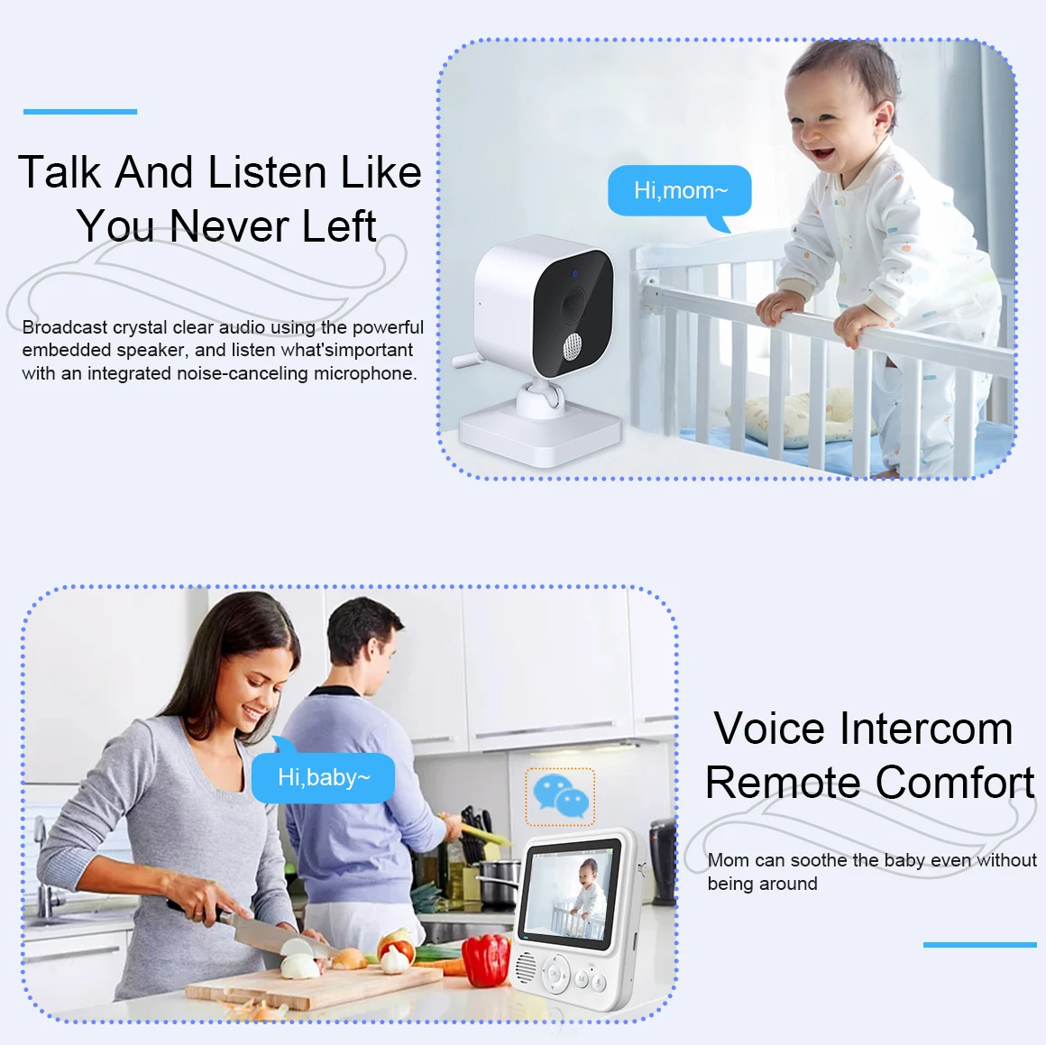 720P HD 2.8Inch LCD Screen 2.4G Wireless BabyPhone Camera Two Way Talk Temperature Detection Smart Video Audio Baby Monitor