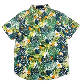 High Quality 100% Cotton Hawaiian Shirts for Kids & Toddlers Summer Casual Boys' Shirts Wholesale Customized Logo