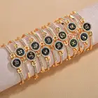 Plated European Style Adjustable Gold Plated Black Oil Drip Crystal Zodiac Bracelet For Women