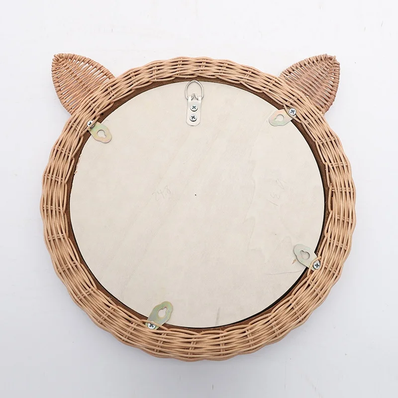 Wholesale set of new rattan wall mirror decoration modern art home wooden wall mirror