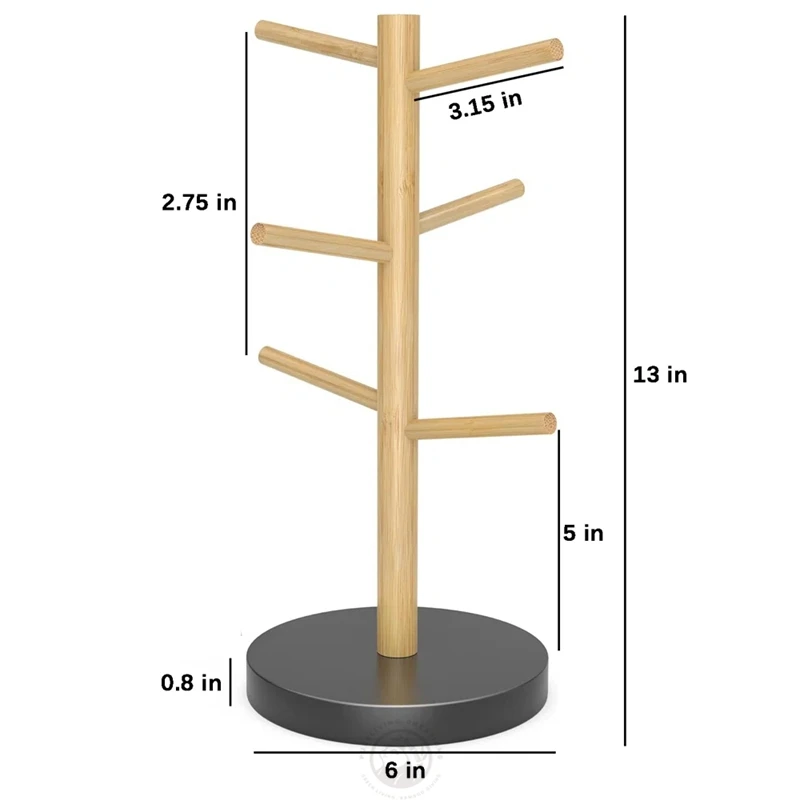 Home Kitchen Bamboo Mug Rack Tree Organizer Wood Coffee Mug Holder Tree Stand Set Nordic Cup Holder