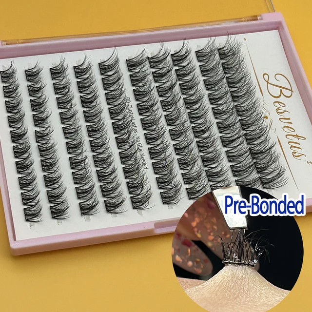 Hot Selling Thin Band Lashes Clusters Strong Bond Diy Eyelash Extensions no Glue Needed Press on Lash