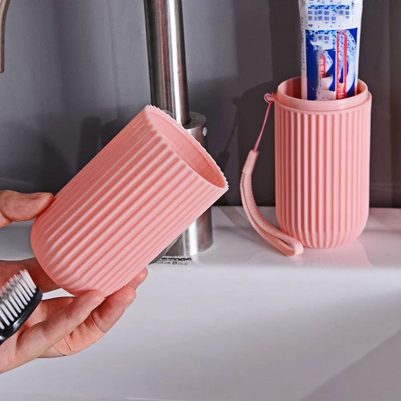 Portable Travel Toothbrush Storage Cup with Mouthwash Plastic Toothbrush Box for Bathroom Sets Promotional Item