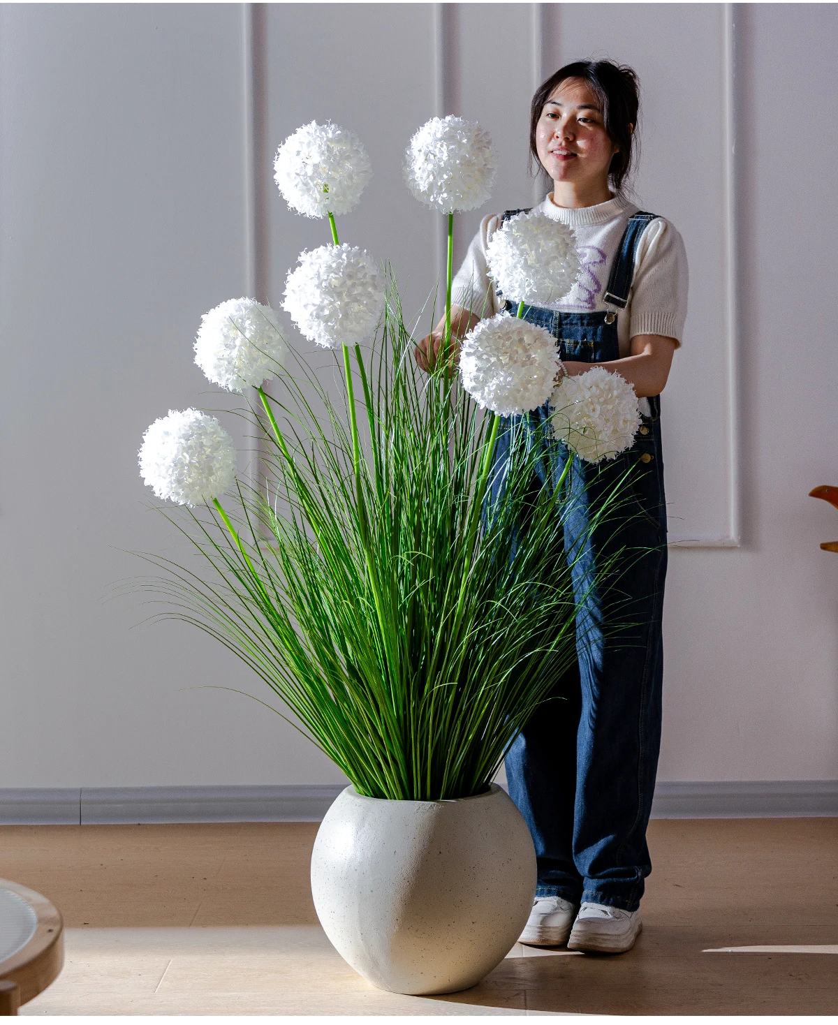 Natural Style Home Office Decor Artificial Plants Real Touch Reed Hydrangea Green Plastic Pot Outdoor Wedding Christmas Any manufacture