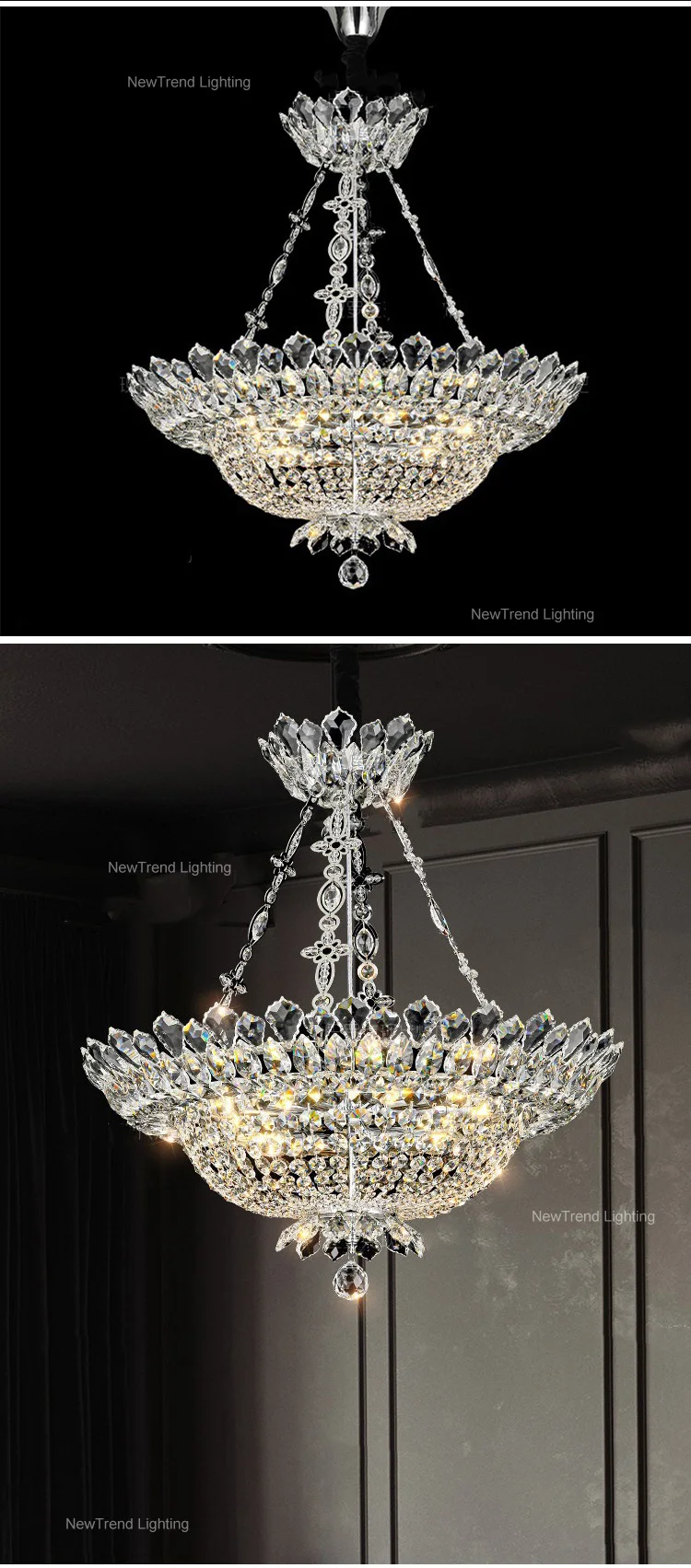 cpl 284 luxury design indoor decoration hotel lobby hall villa crystal led chandelier light-2