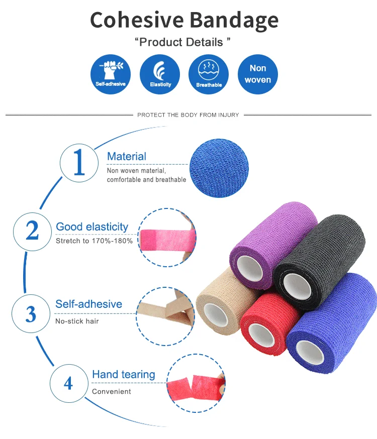 Medical Elastic Cohesive Self Adhesive Bandage Venda Elastica Autoadhesiva Adhesive Bandage