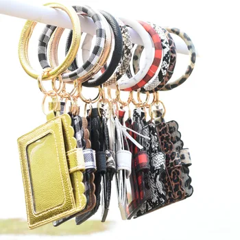 J178 Hot Sell Fashion Unisex Multi-style Key Rings Chains Chic Vintage PU Leather Tassel Bracelet Wallet Keychains