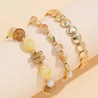 Beads String Fashion Jewelry Glass Beads Natural Stone String 3 Sets Beaded Bracelets