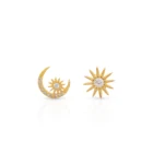 Chris April Moon And Star Fashion 925 Sterling Silver Women Stud Earring Sets