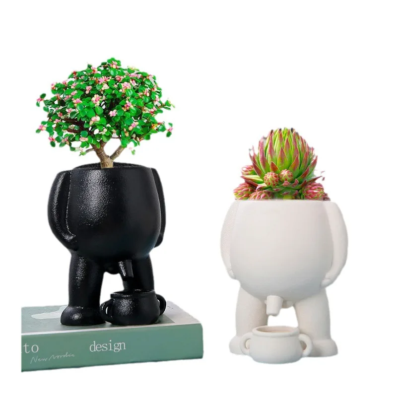 MB1 Nordic Bonsai Tree Pot Ceramic Little People Body Flower Pots Home Office Ornaments Cartoon Succulent Plants Pots