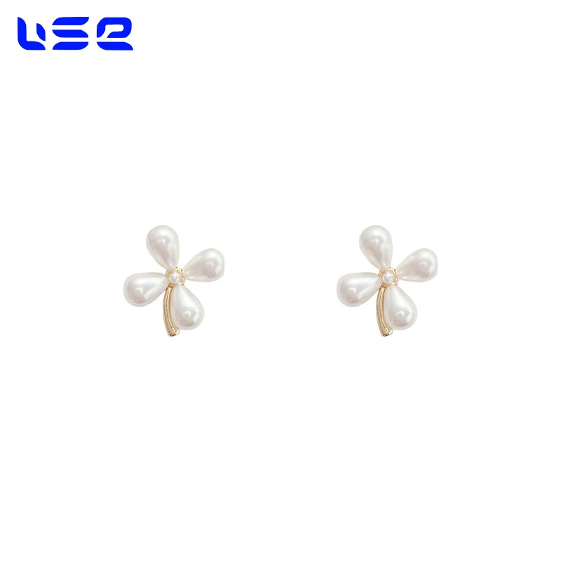 New Korean simple little fresh temperament pearl flower earrings jewelry for women