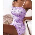 Women's Skinny Dress Printed Flowers Floral Edges Pleated Dresses Extra Large S-5XL