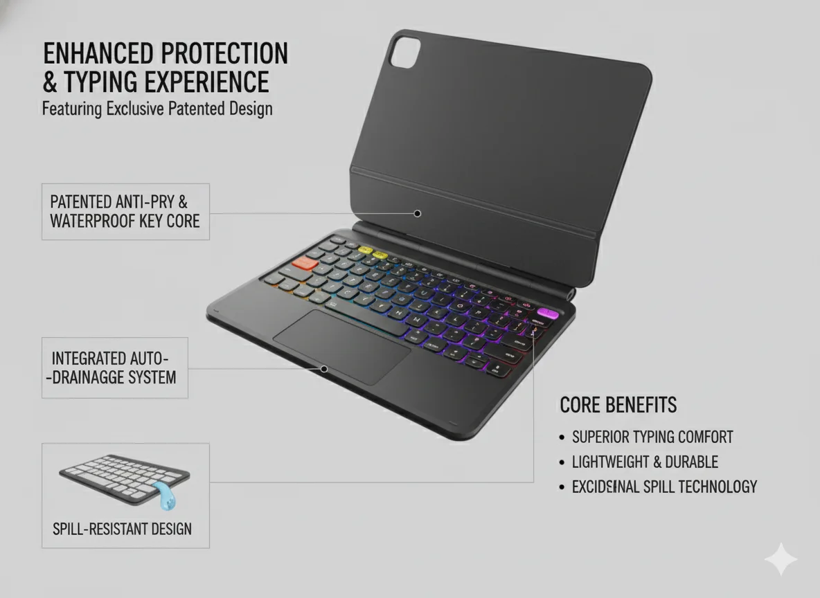 product aluminum magic keyboard for ipad pro11for ipad air backlighting trackpad scratch resistant water resistant self draining keycaps-3