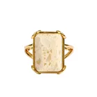 Natural Stone Rings S925 Silver Gold Plated Marble Natural Stone Raw Gemstone Rings