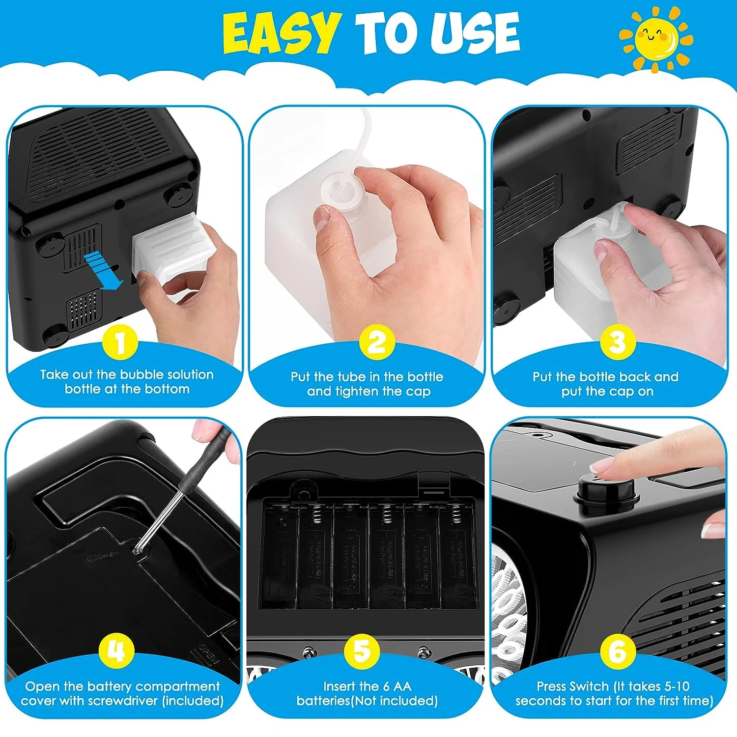 Bubble Machine Automatic Bubble Blower with 2 Independent 20 Holes Motors Bubble Maker for Kids