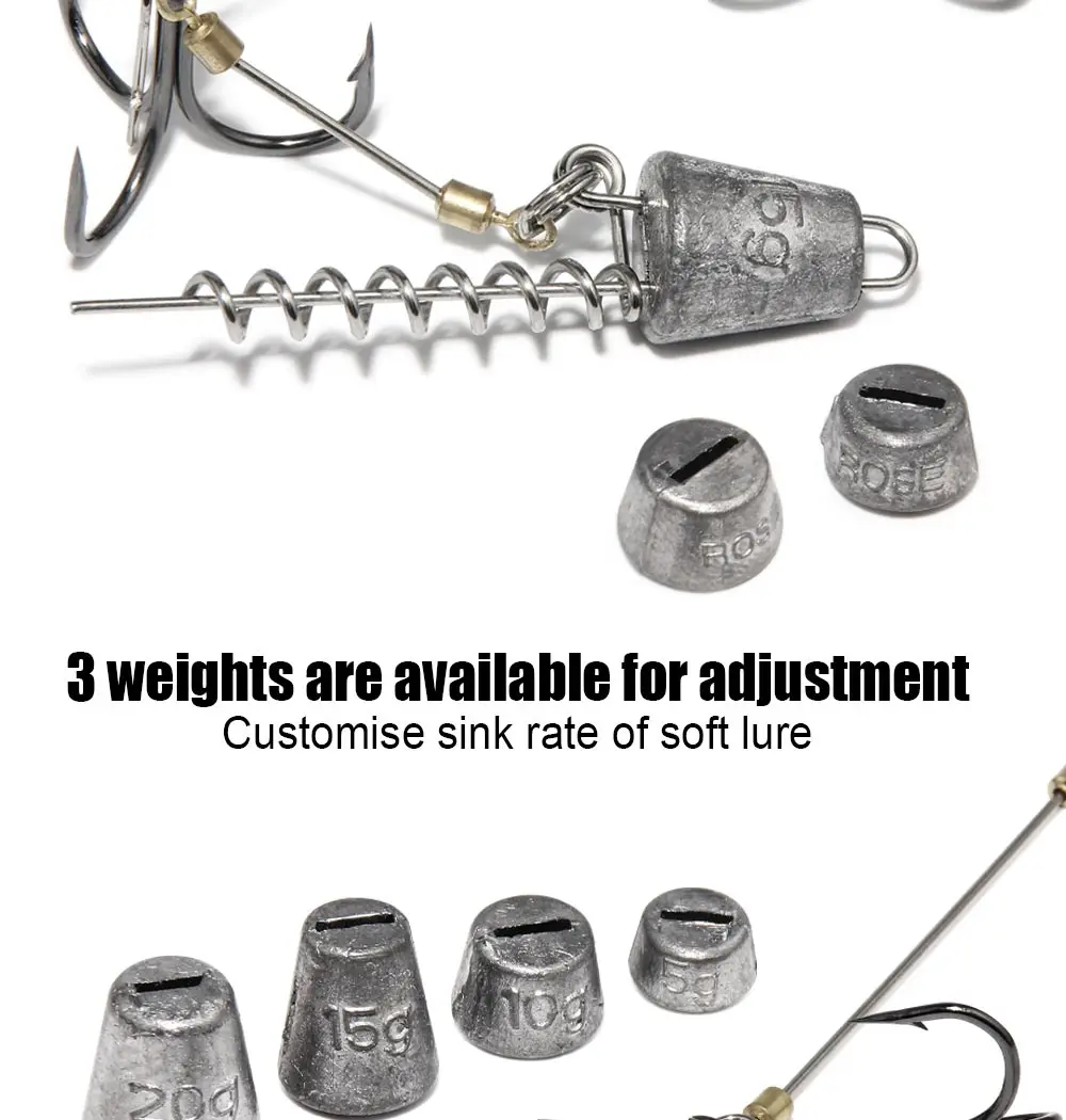 Spinpoler Stinger Rig Fishing Hook With Lead Sinker Weight 5g 7g 10g