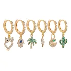 Stone Hoop Hoop Hotsale Trendy Small Multi Color Stone Cactus Cubic Zircon Hoop Drop Earrings