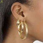 Gold Plated Earrings Fashion Jewelry Gold Plated Wave Curve Chunky Hollow Twisted Hoop Earrings