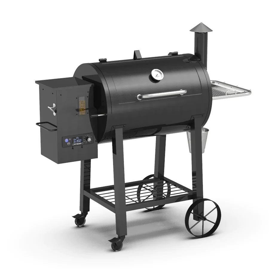 Black Wood Pellet Grill Smoker With Electric Digital Controls for BBQ