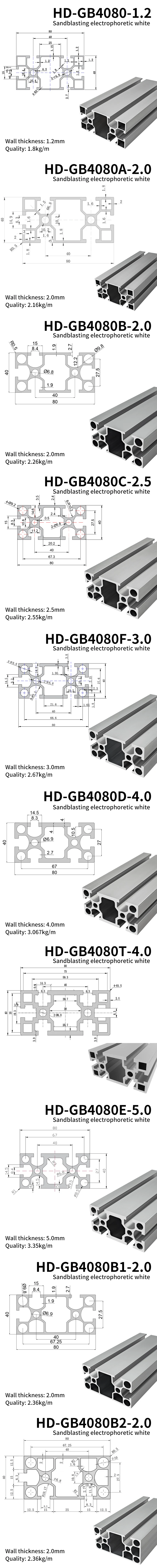 4080 Series Industrial Extruded Aluminum Profile 2.0 Thick 4080 Aluminum Profile Frame Aluminum Material supplier