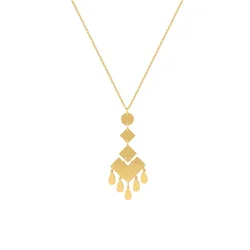 Latest 18K Gold Plated Stainless Steel Jewelry Geometric Rhombus Water Drop Tassel Pendant For Women Party Necklace P233372