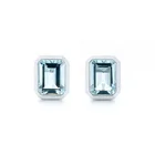 Silver Earrings Earringssilver Wholesale 925 Sterling Silver Emerald Cut Synthetic Aquamarine High Quality Stud Earrings