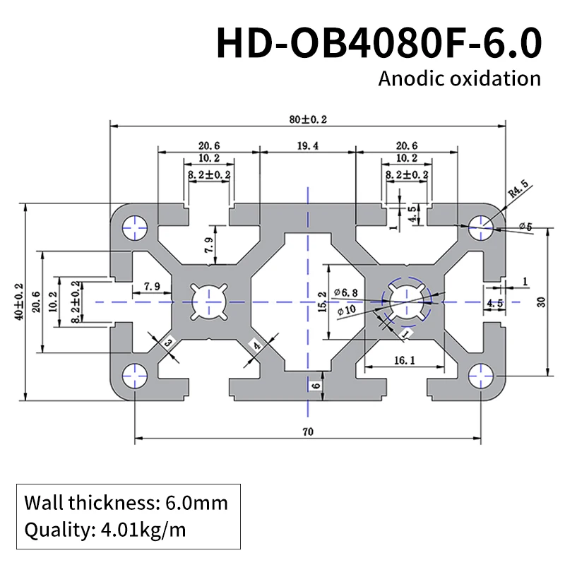 Industrial Extruded Aluminum Profiles 4080 Automation Equipment 4080 Heavy-duty Aluminum Alloy Profiles details