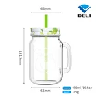 Wholesale Cheap 490ml 16.6oz Christmas Transparent Luxury Clear Tea Mason Jar Round Custom Glass Mug With Handle