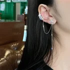 Cz Earrings Earrings Aimgal Alloy Long Drop In High-shine CZ 925 Sliver Zircon Flower Earrings