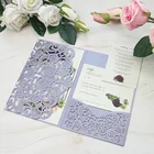 Wedding Good Quality Elegant Laser Cut Pocket Luxury Wedding Invitations